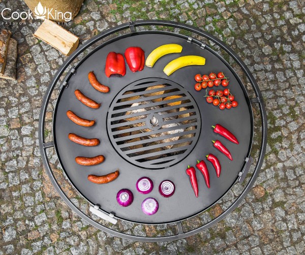 Premium Feuerschale mit Grillplatte und herausnehmbaren Rost 85cm