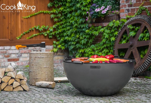 Hochwertige Gartengrill Feuerschale Ø 85cm mit Bratplatte und Grillrost