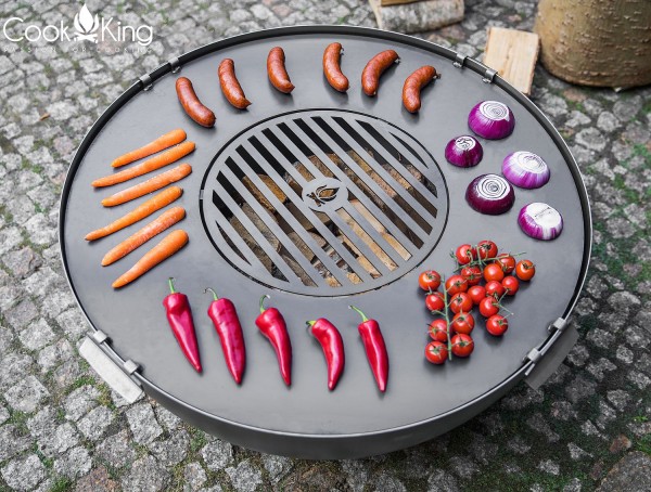 Hochwertige Gartengrill Feuerschale Ø 85cm mit Bratplatte und Grillrost
